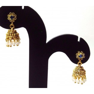 Golden Oxidized Earrings Ethnic Imitation Jewelry Drop Dangle Chandelier - EA52